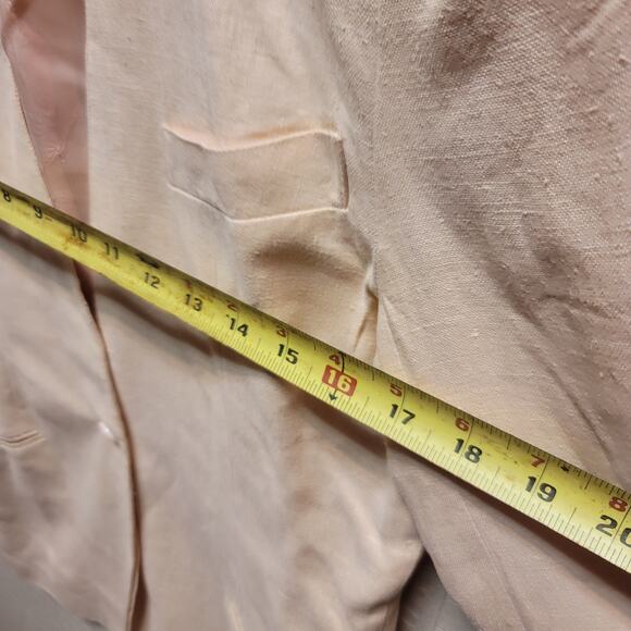 Vintage Pair of linen blazers cream pink Womens Size 12 shoulder pads lined - Picture 9 of 10